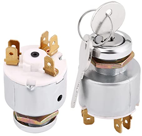 Tbest Interruttore di Accensione 12V Interruttore di Avviamento di Avviamento 3 Posizioni ON OFF Avvio Montaggio su Pannello Metallico Foro da 19 Mm con 2 Chiavi per Auto