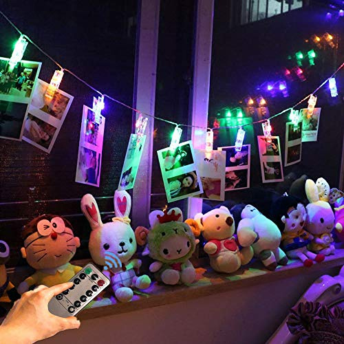 Sunboia LED Foto Clip Lichterkette, LED Foto Lichterkette 40 Foto-Clips 2-in-1,USB oder Akku,8 Modi,Dekorationen für Schlafzimmer,Hochzeit,Party,Kunstwerk,Karte