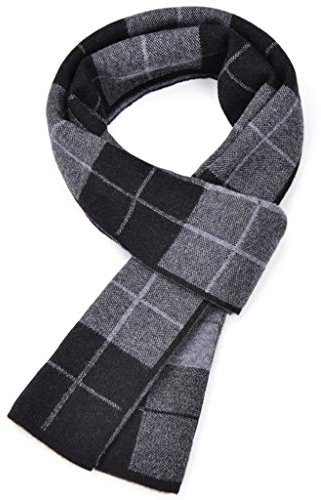 ZYCSKTL Schal Herren Langer Gentleman Luxury Herren Schal,Winterwarmer Reiner Wollschal für Männer im Jungen und mittleren Alter, modischer, verdickter, Karierter Strickschal