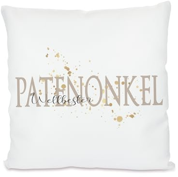 Manufaktur Liebevoll I Kissen „Weltbester Patenonkel I Geschenkidee zum Geburtstag, zu Weihnachten, Geschenk als Dankeschön vom Patenkind u.v.m.