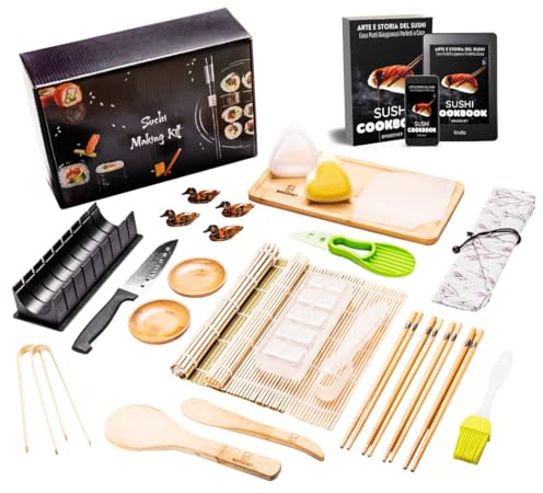 Brodevet Sushi kit nytt 2026 set, 29 stycken inklusive praktisk körning, cookbook, receptör, sushi-kit professionellt, gör-det-själv för nybörjare, med bordstabletter, japanska ätpinnar och risform