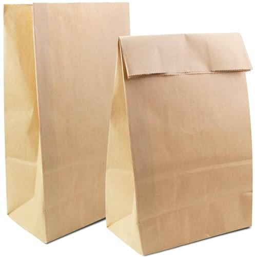 BadenBach 50 Pack 12 Lb Brown Paper Lunch Bags, 12.5 x 7 x 4.3 Large Bread Bags Bulk, Heavy Duty Kraft Paper Sacks for Grocery Wrapping, Retail Shopping, Bakery, Party Favors, Craft