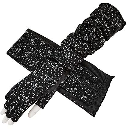 AIDIER Women UV Protection Gloves with Long Sleeves Fingerless Driving Gloves with Long Arm Cover Summer Sun Protection Gloves for Outdoor Sports Cycling Driving