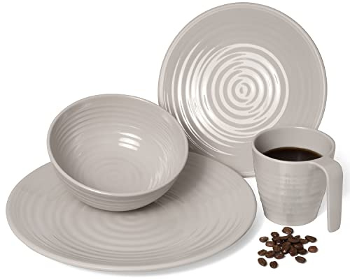 Set di stoviglie da campeggio in melamina, per 1 persone, 4 pezzi, tazza, ciotola, bicchieri, piatto, set da picnic BBQ (4 pezzi)