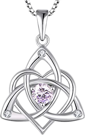 starchenie Collar de Nudo Celta Plata de ley 925 Corazón 3A Collar de Piedra Natal para Mujer