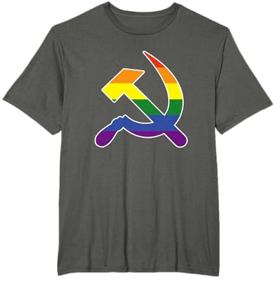 Bandiera arcobaleno comunista gay comunista LGBT martello e falce Maglietta