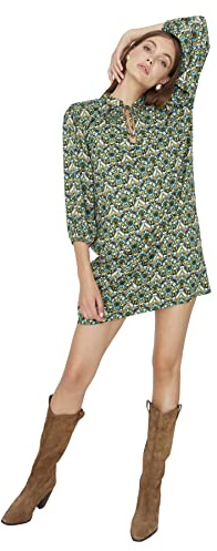 TRENDYOL Dam Dam Mini Bodycon Rund hals stickad klänning, grön, 34, Grön, 40