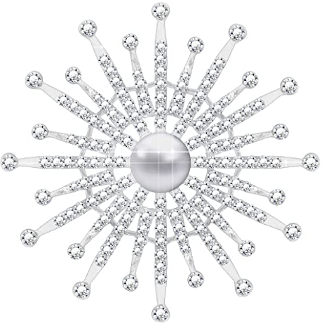 KristLand Kristall Sonne Blume Brosche Brautbrosche Art Deco Retro Silberton Hochzeit Verlobung Party Brautjungfer Geschenk für Frauen Damen