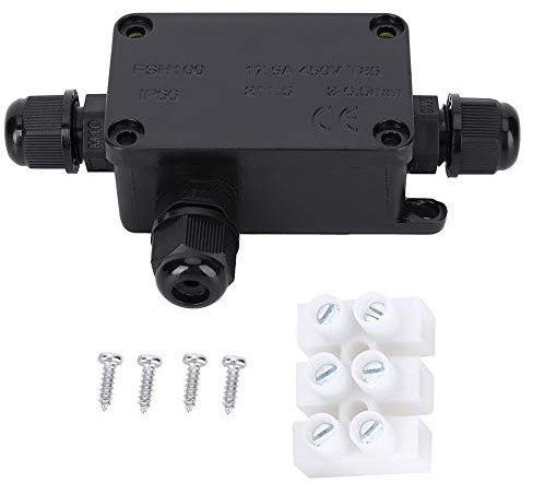 Wasserdichte Kabelabzweigdose IP66 für Außenbereich Mini Anschlussdose 1 in 2 Out mit PC Gehäuse Adapterkabel 3-6,5mm Schwarz Outdoor Wasserdicht Kabelverteiler