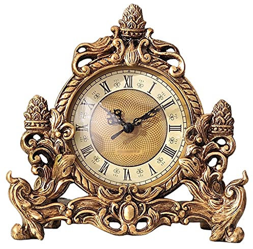 DUDSME Ventilation Fan European Style Retro Clock Desk Table Analog Clock Battery Operated with Silent Sweep Mechanism Decoration Clock for Home