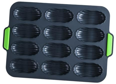 OUNONA Silicone Cake Baking Plate Non-Stick Bread Pan Thickened 12-Grid Mold with Colorful Dots Deep Gray for Oven Baking and Dessert Making