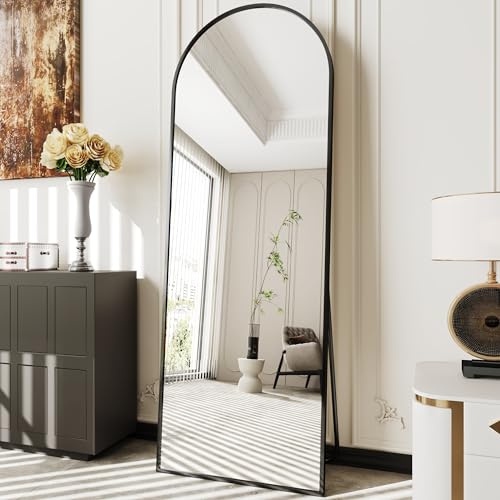 AUYHM Arched Mirror Full Length,Nanoglass Standing Mirror Full Length,71x26espejos para dormitorio,Large Full Body Mirrors,Floor Length Mirrors(Black)