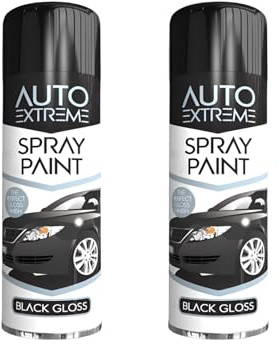 PNJB All Purpose Aerosol Spray, Interior Exterior, Fast Dry Excellent Coverage Adhesion, Long-Lasting Durability, Black Gloss Aerosol, 250 Ml (2 Pcs)