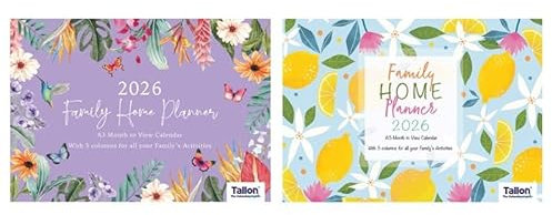 Sixstore Calendario de pared 2026, 5 columnas, A3, planificador mensual, personal, organizador familiar, vista mensual, 1 diseño al azar