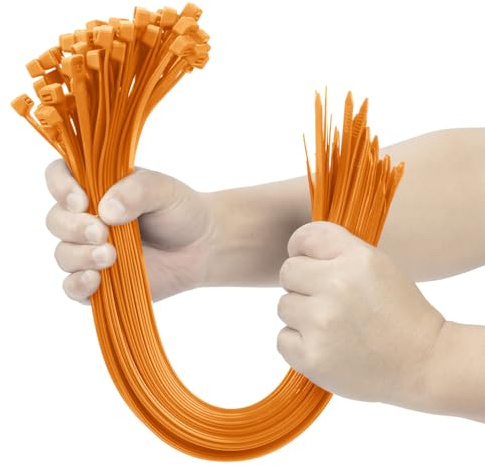 XINGO Orange 20 Inch Zip Ties Heavy Duty 100 Pack, 200 LBS Ultra Strong Plastic Wire Ties, Large Cable Ties Extra Long Tie Wraps, Indoor and Outdoor UV Resistant
