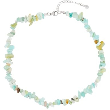 Handgemachte Damen Mädchen Perlen Edelstein Chips Choker Halskette - Natürliche Heilsteine Kristall Schmuck für Frauen Mädchen