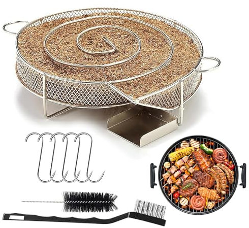 Générateur de Fumée, Avec 5 Crochets et 2 Brosses de Nettoyage Générateur de Fumée Froide, Aciers Inoxydables Générateur de Fumée Froide Réutilisable aux Barbecues