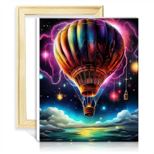 TANGFEIY Paintting hot air Balloons Painting Adults Acrylic Oil Painting Paintwork with Paintbrushes Picture for Home Decor Gift DIY Frame(40x50cm)