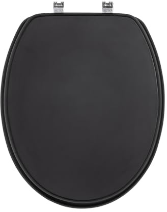 Douceur d'Intérieur, Abattant WC avec Frein de Chute (37 x 47 cm) Matty Noir, MDF Uni Mat