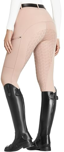 FitsT4 Sports Leggings da Equitazione da Donna Pantaloni da Equitazione da Ragazza Intero in Silicone con Tasca per Cellulare e Passanti per Cintura