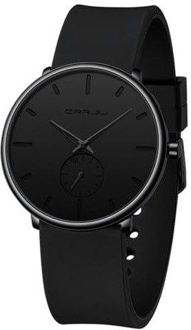 CRRJU Herren Uhren Silikon Armband Ultra Dünne Männer Armbanduhr Sportuhr | Analog Quarzuhr, Minimalistische, Wasserdichtes Herrenuhr, Silikonarmband, Casual für Studenten, Büro uhr, Freizeituhr