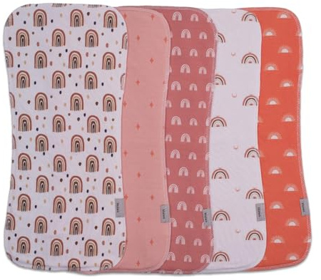 Maiwamita Paquete de 5 paños para eructos para bebés, niños y niñas, suaves, absorbentes, para bebés, recién nacidos, toallas para bebés, unisex, grandes, 47 x 22 cm (multicolor, 2 estampados, 5