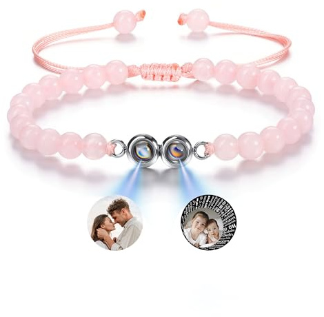 GEHECRST Personalisiertes Armband mit Foto Bild Projektion Armband Perlenarmband Damen Herren Armbänder Fotoarmband Personalisierte Geschenke für Männer Frauen Geburtstag