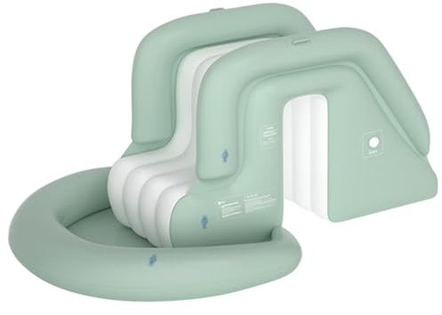 MOUNTTU Aufblasbare Poolrutsche, sicher und unterhaltsam, niedliche, verdickte PVC-Anti-Rollover-Wasserflut-aufblasbare Wasserrutsche für Kinder im Freien, drinnen und im Hinterhof