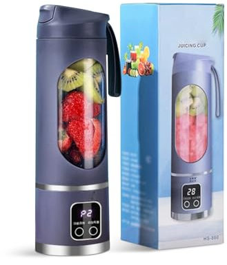Portable Juicer Blender 450ml, Fruit Mixer with 12 Blades, USB Rechargeable Smoothie Maker with Travel Lid for Fruit, Milkshakes, Protein Drinks, Fresh Iced Drinks, For Home, Gym, Outdoor (Purple)