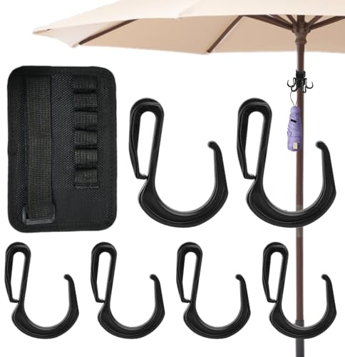 Generisch Haken für Strandschirme – Strandschirm Hängehaken mit 6 Zinken, Sonnenschirm Kleiderbügel für Handtücher, Hüte, Kleidung, Kamera, Sonnenbrillen und Tasche, Ideal für Strandreisen
