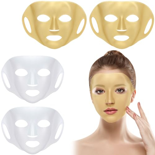 Silicone Face Mask,4PCS Cover Moisturizing Facial Mask,Moisturizing Skin Care 3D Reusable Silicon Faces Sheet Masks,Face Care Tool Beauty Spa Tools for Women's Skin Care