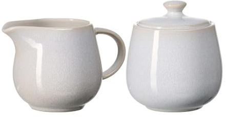 Ritzenhoff & Breker Laredo Milch- und Zucker-Set, Milchkännchen (320 ml) und Zuckerdose (350 ml) für 6 Personen, Skandinavisches Design mit Reaktivglasur, Steinzeug, Beige