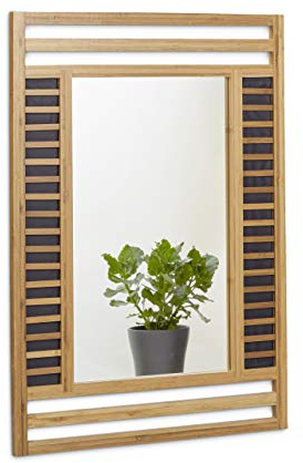 Relaxdays Bambus Spiegel, Badspiegel mit dekorativem Holzrahmen, Hochformat Wandspiegel HxBxT: 70 x 50 x 2 cm, natur