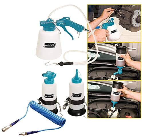 HAZET Bremsenentlüftungs Set pneumatischer Bremsen Entlüfter Satz Druckluft Bremsenentlüftungsgerät + BGS Druckluft Spiralschlauch Druckluftschlauch Luftschlauch Pressluftschlauch 6 Meter Druckluftspi