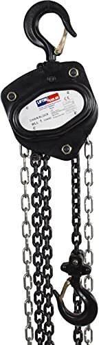 LiftinGear Black 500kg Chain Block Manual Lifting Tackle Block Hoist Gantry Hand Pulley (3mtr)