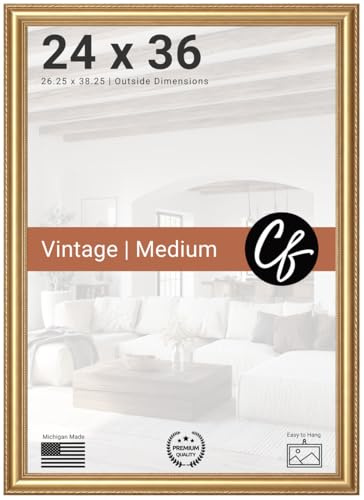 Craig Frames 24x36 Picture Frame – Victoria Ornate Gold 1.5 Inch Wide Solid Wood Moulding, Vintage Decorative Finish, Includes Plexiglass and Backing, Wall Display Frame for Art, Posters, or Photos