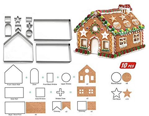 Ultranic Moldes De Galletas De Navidad, Cortadores De Galletas Cortapastas con Expulsor Herramientas para Hornear para Pastel, Cookie, Fondant, Reposteria Y Tarta para Niños Hogar (10pcs)