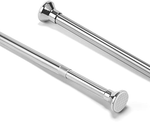 Telescopic Spring Tension Rod 105-200cm, Stainless Steel Shower Curtain Pole Extendable Room Divider without Drilling, Adjustable Rail Hanging Bar for Bathroom Stall Window Doorway Closet Wardrobe