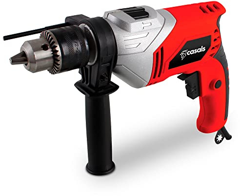 Casals - Taladro Percutor 500W | 0-3000 RPM Velocidad Variable | Empuñadura Ergonómica | Ø Perforado MAX Acero (10mm); Madera (24mm), Hormigón (13mm) | Portabrocas | Diseño Compacto Rojo