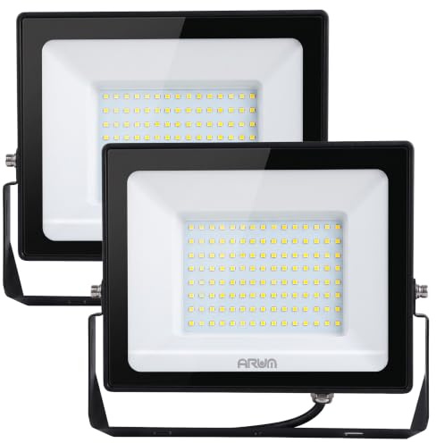 Arum Lot de 2 Projecteurs LED 100W Extérieur Blanc Naturel 4000K Forte Luminosité IP65 Jardin Terrasse Parking Cours