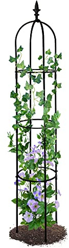 Garden Obelisk Trellis for Climbing Plants Outdoor 6 Ft Rose Bush Round Trellis for Pots Rustproof Metal Plant Flower Trellises for Clematis Vine Jasmine Support Outdoor Indoor