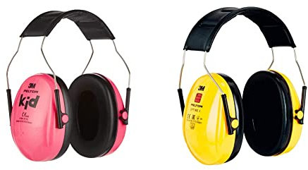 3M Peltor 3M Casque antibruit pour enfants Peltor H510AK, rose. Taille ajustable. Contre des niveaux de bruit de 87 à 98 dB (SNR : 27dB) & Casque antibruit Optime™ I H510A-401-GU - Jaune