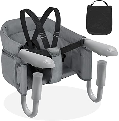Froadp Faltbar Tischsitze Baby Klappbare Boostersitze Stuhlsitz 6-36 Monate Babystuhl für 2-8cm Dicke Tische Kinder Sitzerhöhung Sitzhilfe Babysitz mit Anti-Rutsch-Klemmen Kapazität 8-15KG (Grau)