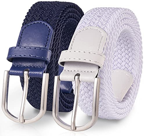 TANGCHAO 2er-Pack Stretchgürtel Flechtgürtel, Gürtel Damen und Herren | Elastischer geflochtener Stoffgürtel, bequem taillengerecht ohne Druck, 90–135cm lang, 3,3cm breit, ideal für Jeans & Alltag