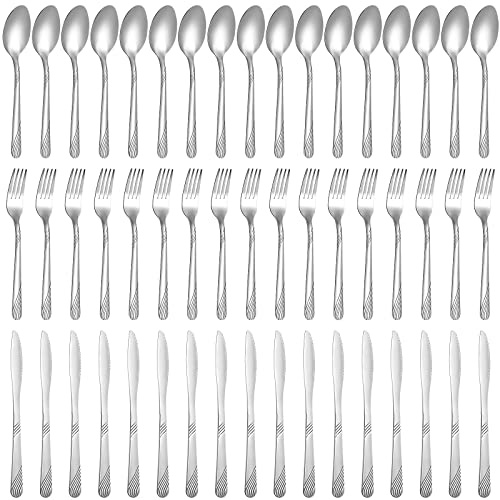 Minatee 201 Pcs Thin Silverware Set Stainless Steel Flatware Sets Service for 67 Silver Cutlery Set Serving Utensils Sits Includes Knife Fork Spoon for Kitchen Dinner Table