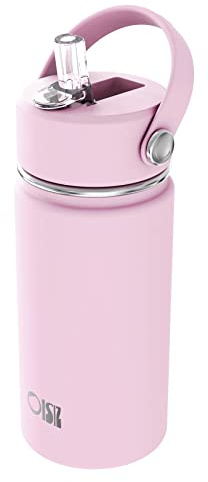 Botella de agua para niños con tapa de pajita 14oz, Botellas de agua de acero inoxidable 316 aisladas al vacío, Botella de agua para niños a prueba de fugas, se mantiene fría durante 24 horas