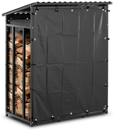 hillvert HI-FWR-17 Étagère pour bois de chauffage avec toit et toit Noir 135 x 70 x 165 cm 600 kg