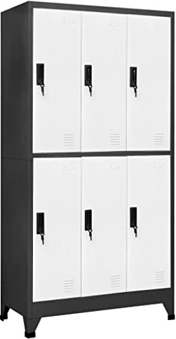 MNISDFL Mehrzweckschrank Sideboard Küche Beistellschrank Schließfachschrank Anthrazit und Weiß 90x45x180 cm Stahl