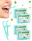 NETONDA 200 Pcs Fil Dentaires à la Menthe Porte Fil Dentaire avec Manche Cure Dents Plastique 4 Boîte Dental Floss Picks Fils Interdentaires