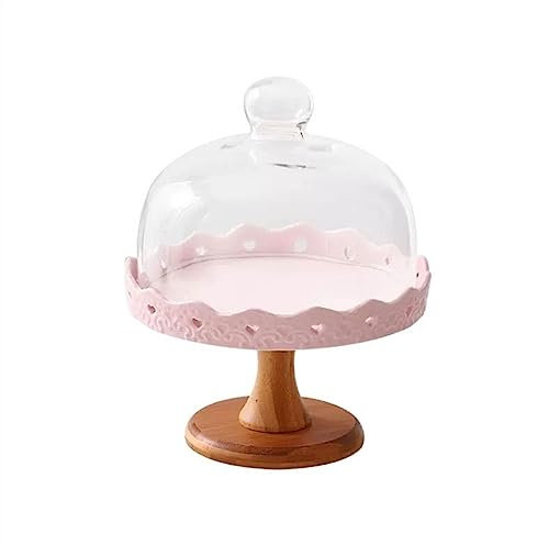 WAOCEO Kuchenständer ServierStänder Kreative Relief Keramik Dessert Tablett Hohe Bein Kuchen Rack Dim Sum Brot Tisch Dekoration Display Rack Tortenständer (Color : Pink, Size : 8inch)